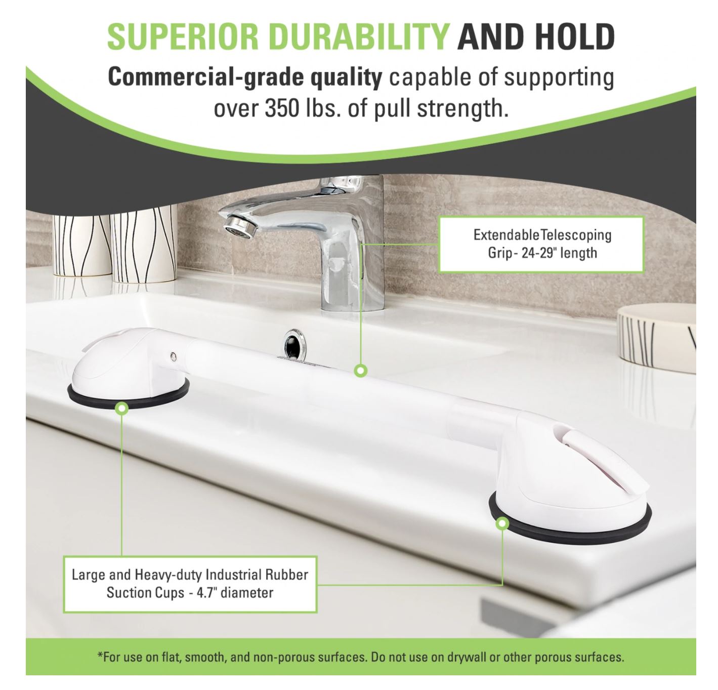 Telescoping Portable Suction Grab Bar