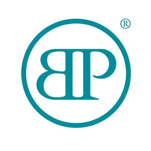 A teal logo featuring the letters BP stylized within a circle. There is a trademark symbol in the upper right corner outside the circle.