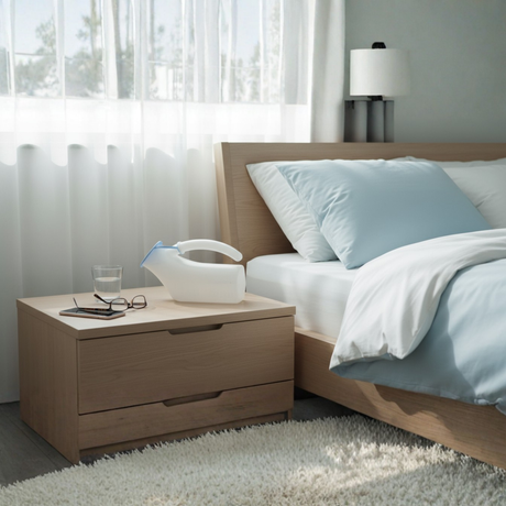 Male Urinal with Blue Cover