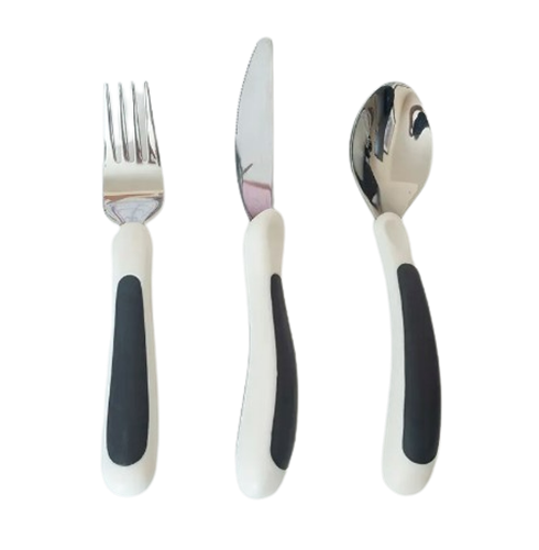 Kura Care Adult Cutlery Set - Black and White