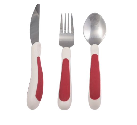 Kura Care Adult Cutlery Set - Red and White